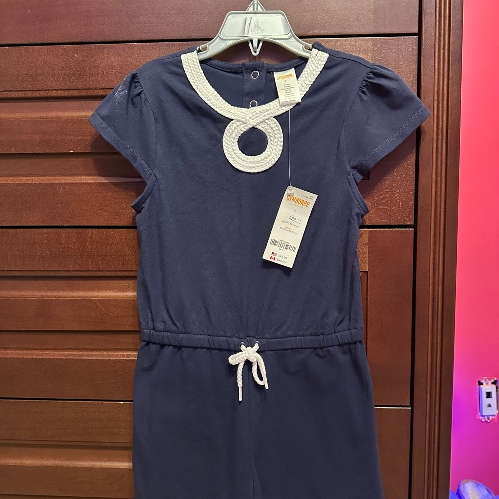Girls' Navy Blue Romper with White Accents